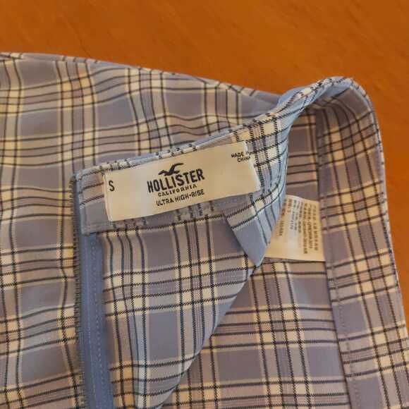 Hollister Plaid Skirt Size Small Mini Blue Black White School Girl 90's Academia - Picture 4 of 5